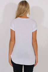 White Short Sleeved Slogan Top - Gillian-Tops