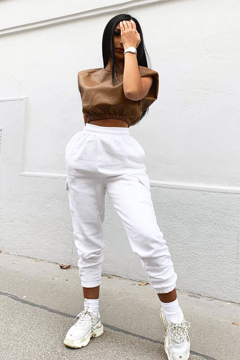 White Side Cargo Pocket Joggers - Chantel-Joggers