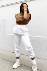 White Side Cargo Pocket Joggers - Chantel-Joggers