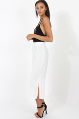 White Side Slit Culottes - Odette-Trousers