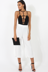 White Side Slit Culottes - Odette-Trousers