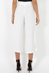 White Side Slit Culottes - Odette-Trousers