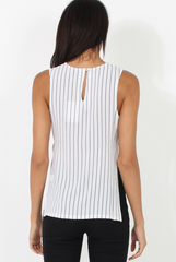 White Side Split Striped Top - Lorien-Tops