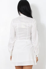 White Silky Shirt Dress-Hurran-Dresses