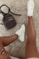 White Silver Holographic Insert Chunky Sole Trainers - Yuki-Trainers