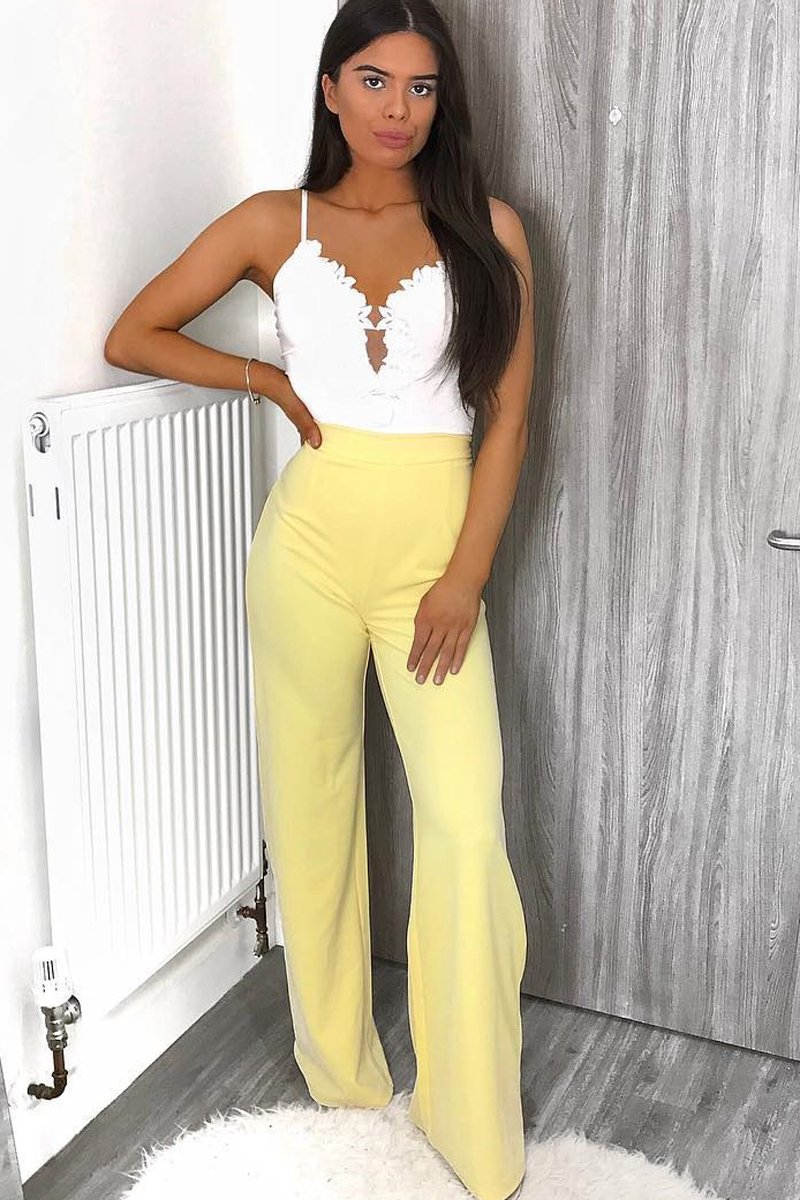 White Slinky Bodysuit with Floral Embroidery - Adila-Bodysuits