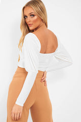 White Slinky Off Shoulder Crop Top - Danni-Crop Tops