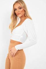 White Slinky Off Shoulder Crop Top - Danni-Crop Tops