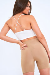 White Slinky Plunge Bralet - Bobbi-Crop Tops