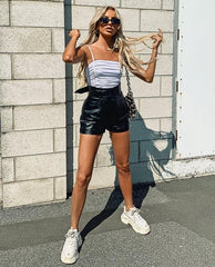 White Slinky Ruched Detail Bodysuit - Edie-Bodysuits