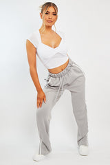 White Slinky Twist Front Crop Top - Diane-Crop Tops