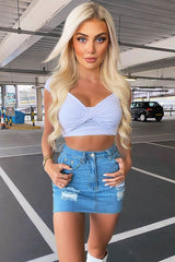 White Slinky Twist Front Crop Top - Diane-Crop Tops