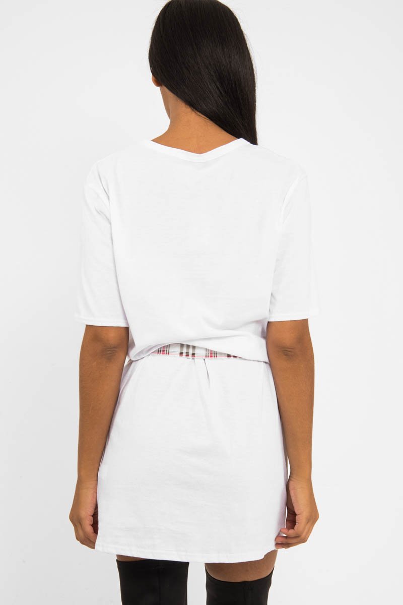 White Slogan Distressed T-Shirt Dress - Ashlen-Dresses