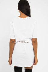 White Slogan Distressed T-Shirt Dress - Ashlen-Dresses