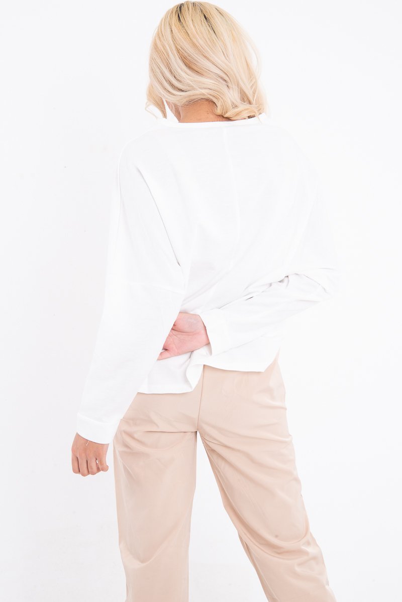 White Slogan Photo Print Sweatshirt - Belize-Sweatshirts