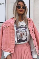 White Slogan Photo Print Sweatshirt - Belize-Sweatshirts