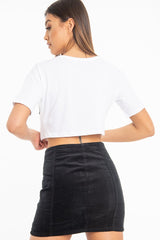 White Slogan Printed Crop Top - Daryn-Crop Tops