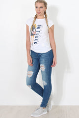 White Slogan Top - Farrah-Tops