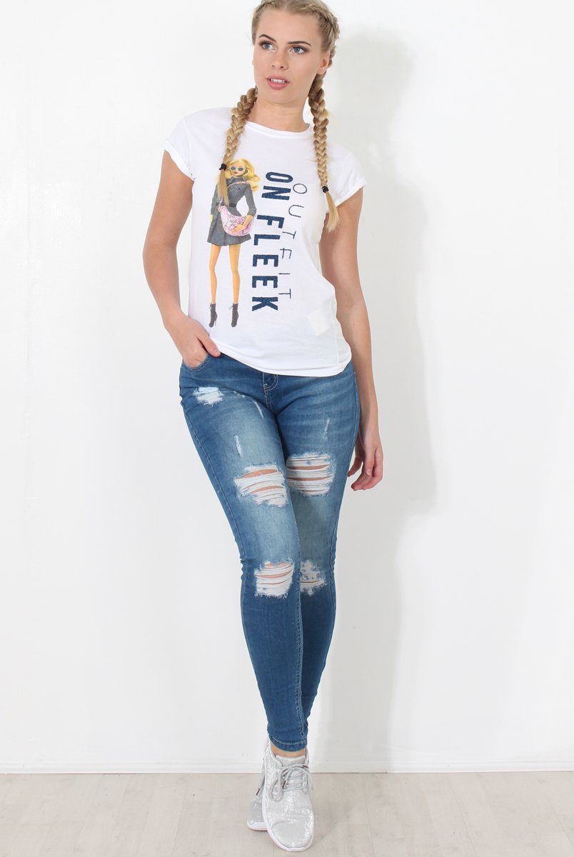 White Slogan Top - Farrah-Tops