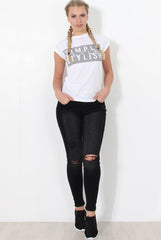 White Slogan Top - Skai-Tops