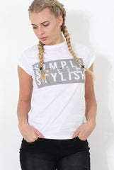 White Slogan Top - Skai-Tops