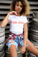 White Slogan You Ok Hun? T Shirt - Harmony-Tops