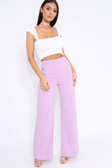 White Smocked Frill Crop Top - Lenni-Tops