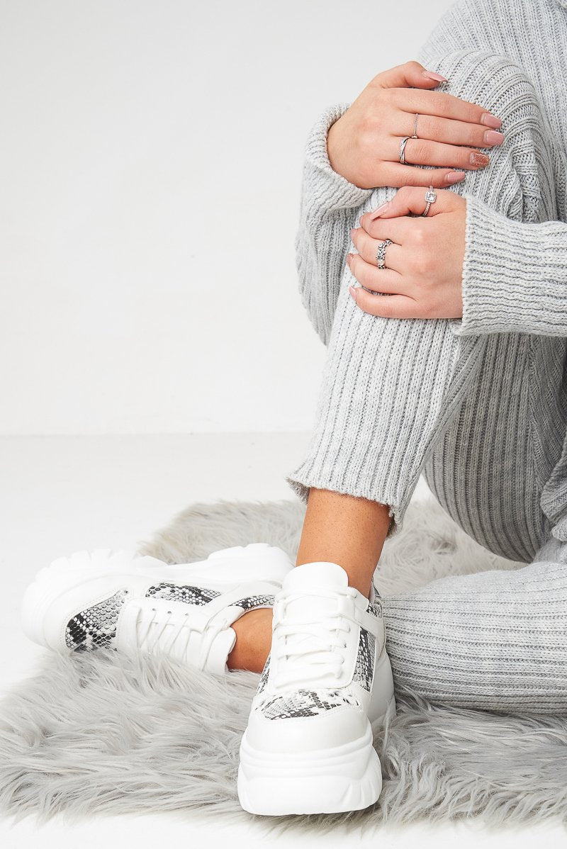 White Snake Extreme Chunky Lace Up Trainers - Carmia-Trainers
