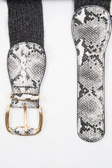 White Snakeskin Gold Hardware Wide Belt - Makenlee-Belts