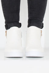 White Snakeskin Hightop Trainer - Tracey-Tops