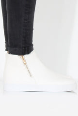 White Snakeskin Hightop Trainer - Tracey-Tops