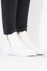 White Snakeskin Hightop Trainer - Tracey-Tops