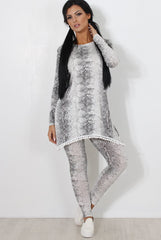 White Snakeskin Loungewear Set-Claudia-Loungewear