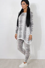 White Snakeskin Loungewear Set-Claudia-Loungewear