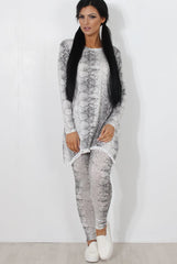 White Snakeskin Loungewear Set-Claudia-Loungewear