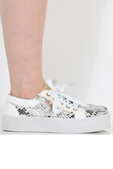 White Snakeskin Platform Pumps - Samira-Shoes
