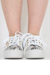 White Snakeskin Platform Pumps - Samira-Shoes