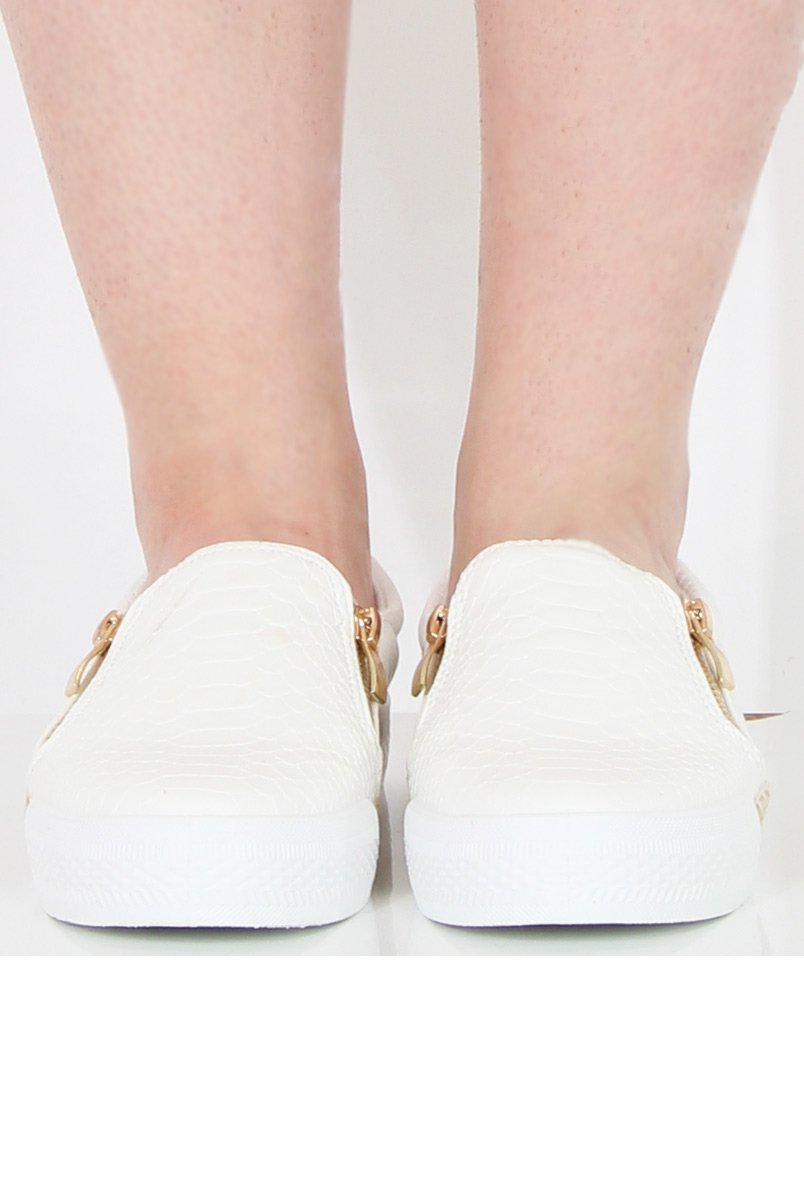 White Snakeskin Skater - Sophie-Shoes