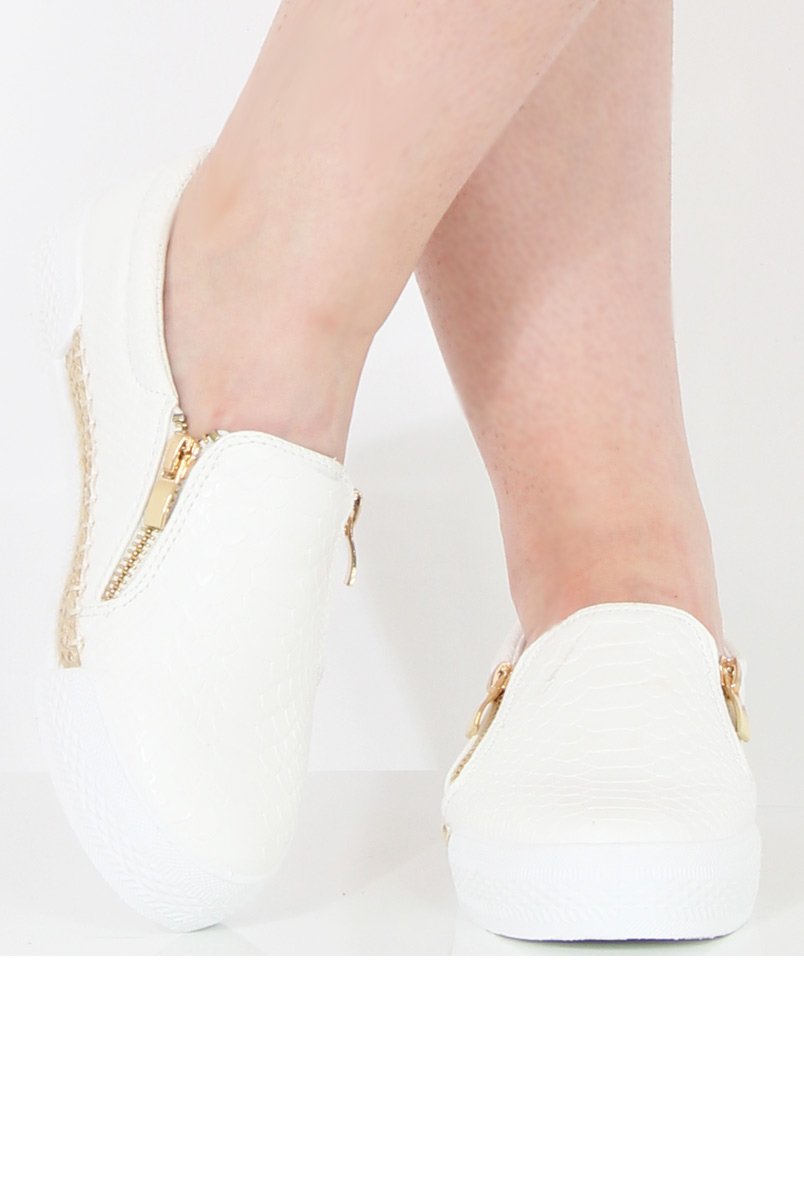 White Snakeskin Skater - Sophie-Shoes