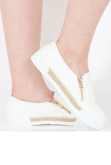 White Snakeskin Skater - Sophie-Shoes