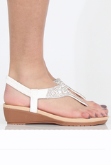 White Sparkle Sling Back Sandals - Brogan-Sandals