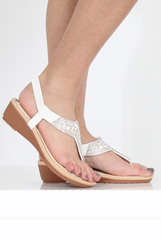 White Sparkle Sling Back Sandals - Brogan-Sandals