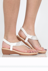 White Sparkle Sling Back Sandals - Brogan-Sandals
