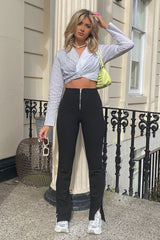 White Splice Stripe Wrap Shirt - Brenna-Shirts