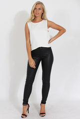 White Split Back Sleeveless Top - Andrea-Tops