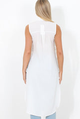 White Split Detail Longline Shirt - Eva-Shirts