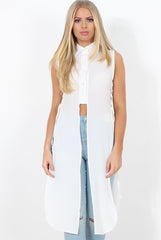 White Split Detail Longline Shirt - Eva-Shirts
