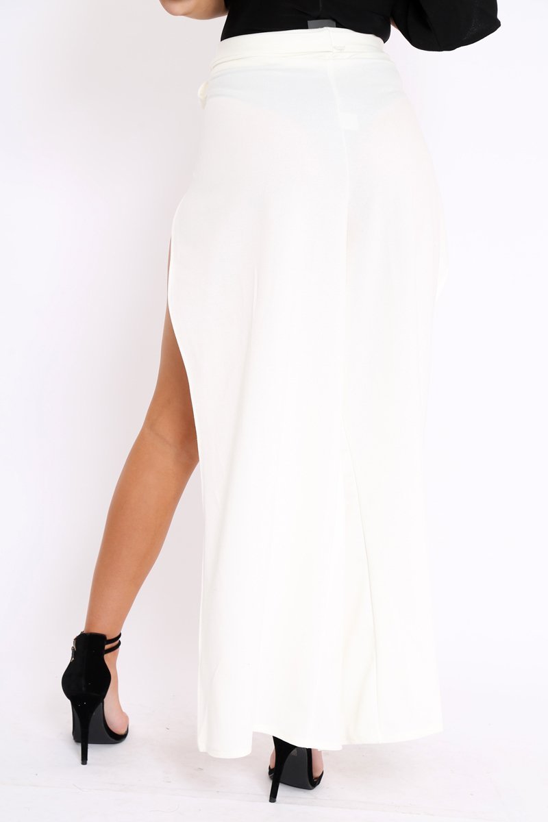 White Split Front Trousers - Gabi-Trousers