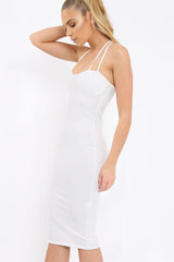 White Strap Bra Cup Detail Midi Dress - Helsa-Dresses