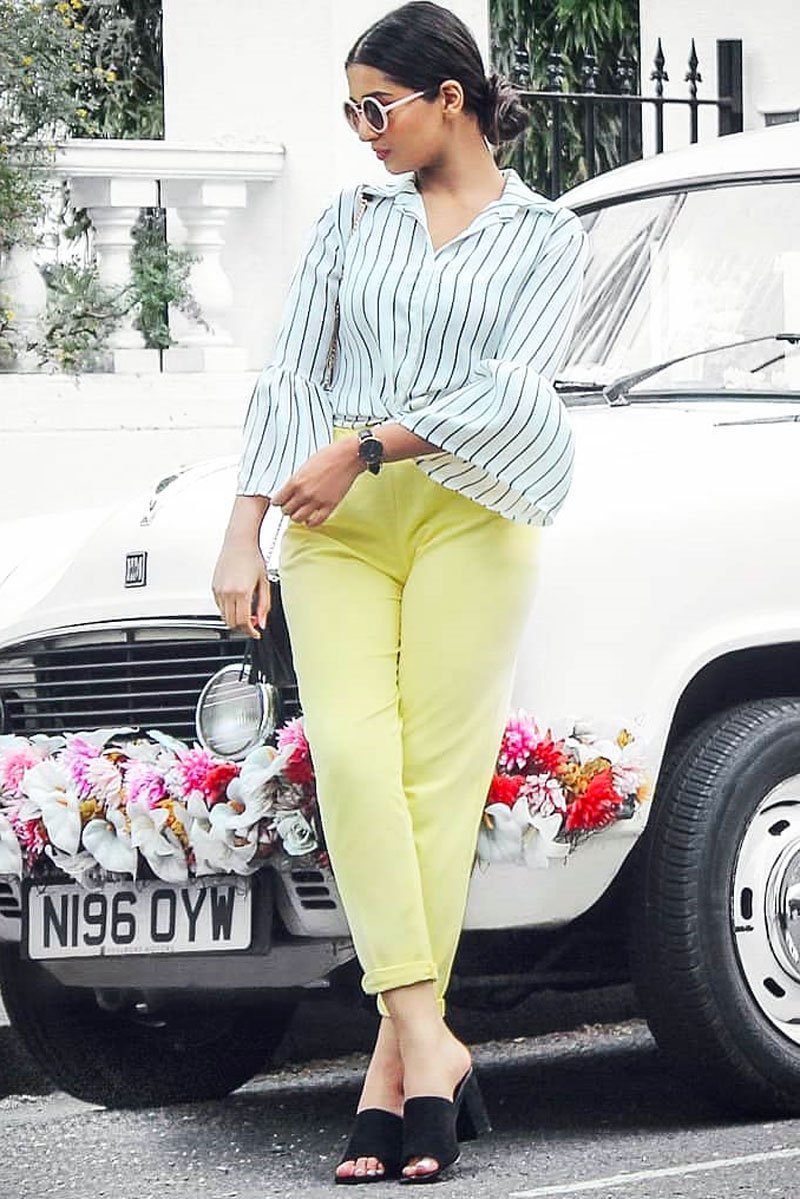 White Stripe Bell Sleeved Shirt - Aairah-Tops